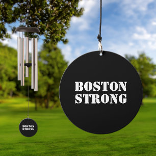 Boston Strong modern stencil typography black Wind Chime