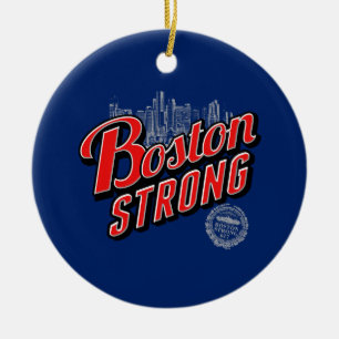 Boston Strong on a Blue Decor Ceramic Ornament