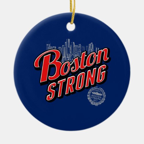 Boston Strong on a Blue Decor  Ceramic Ornament