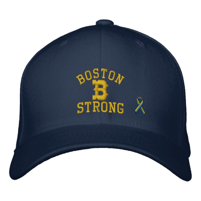 Boston Strong Ribbon Edition Embroidered Baseball Cap (Front)