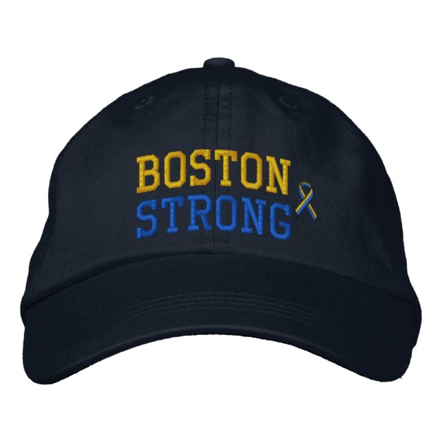 Boston Strong Ribbon Edition Embroidered Baseball Hat (Front)