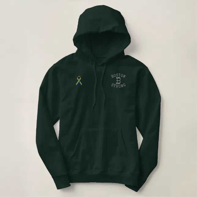 Boston Strong Ribbon Edition Embroidered Hoodie | Zazzle