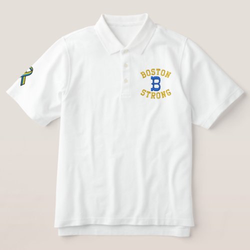 Boston Strong Ribbon Edition Embroidered Polo Shirt