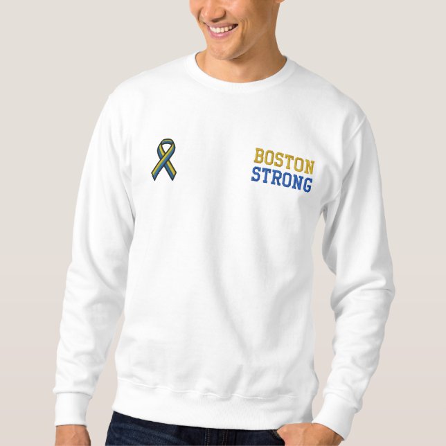 Boston Strong Ribbon Edition Embroidered Sweatshirt (Front)