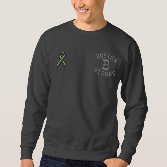 Boston Strong Ribbon Edition Embroidered Sweatshirt (Front)