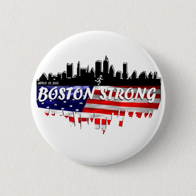 Boston Strong Run Pinback Button (Front)