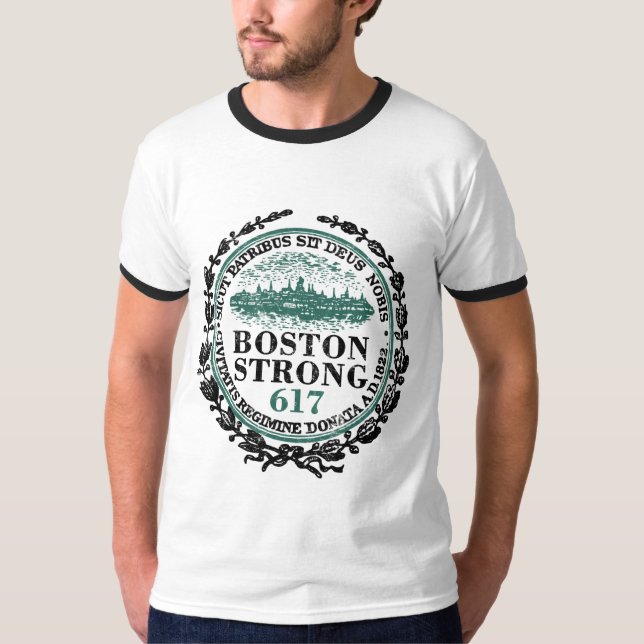 Boston Strong Seal Grunge T-Shirt (Front)