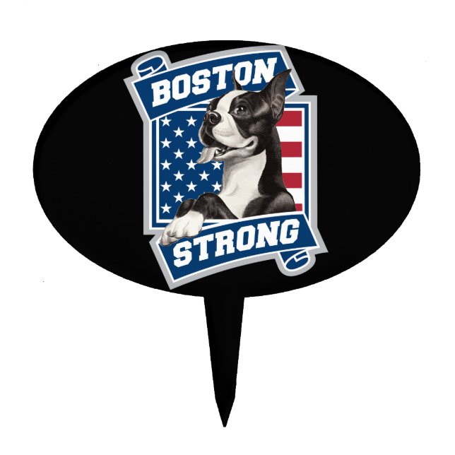 BOSTON STRONG TERRIER CAKE TOPPER (Front)