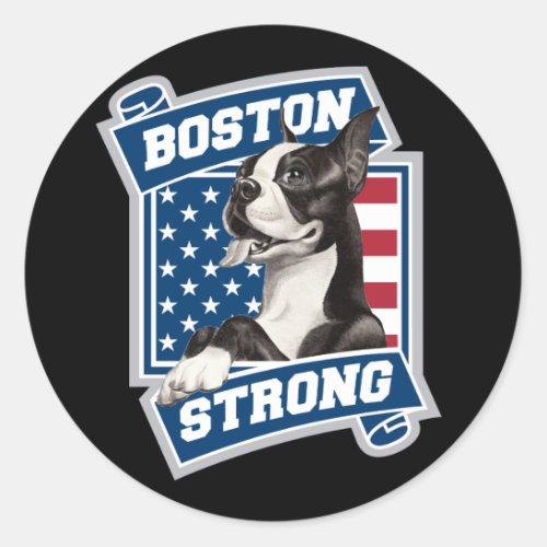 BOSTON STRONG TERRIER CLASSIC ROUND STICKER