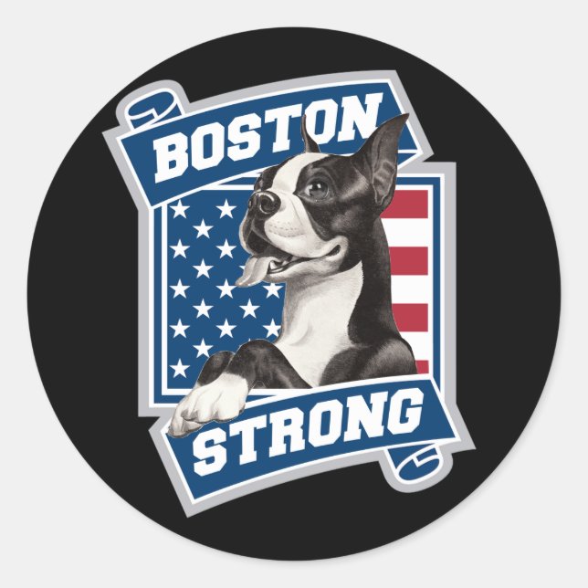 BOSTON STRONG TERRIER CLASSIC ROUND STICKER (Front)