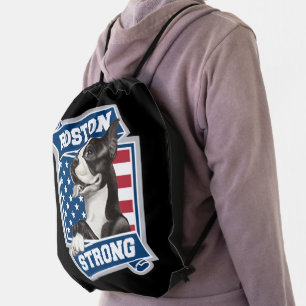 BOSTON STRONG TERRIER crest style Drawstring Bag