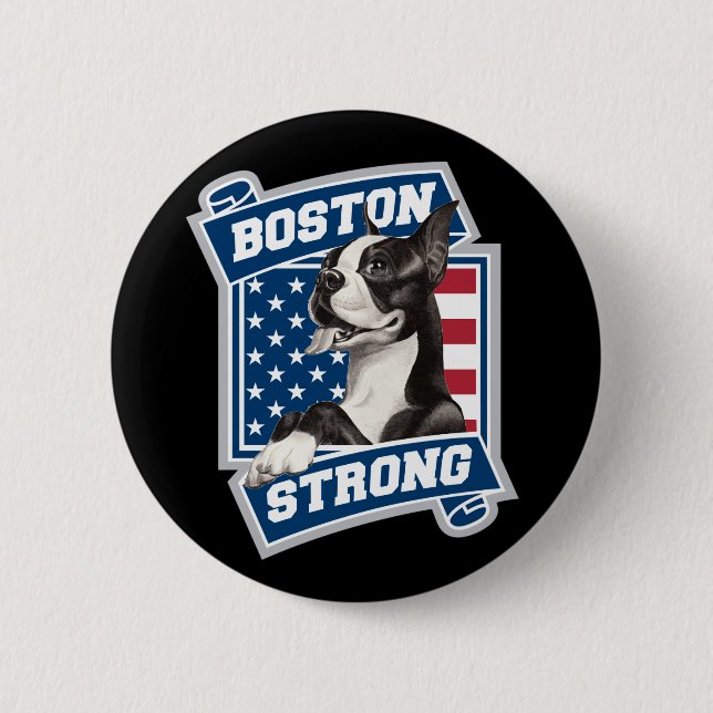 BOSTON STRONG TERRIER crest style Pinback Button (Front)