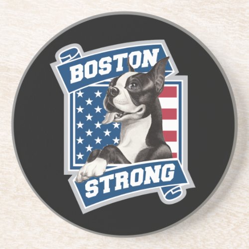 BOSTON STRONG TERRIER DRINK COASTER