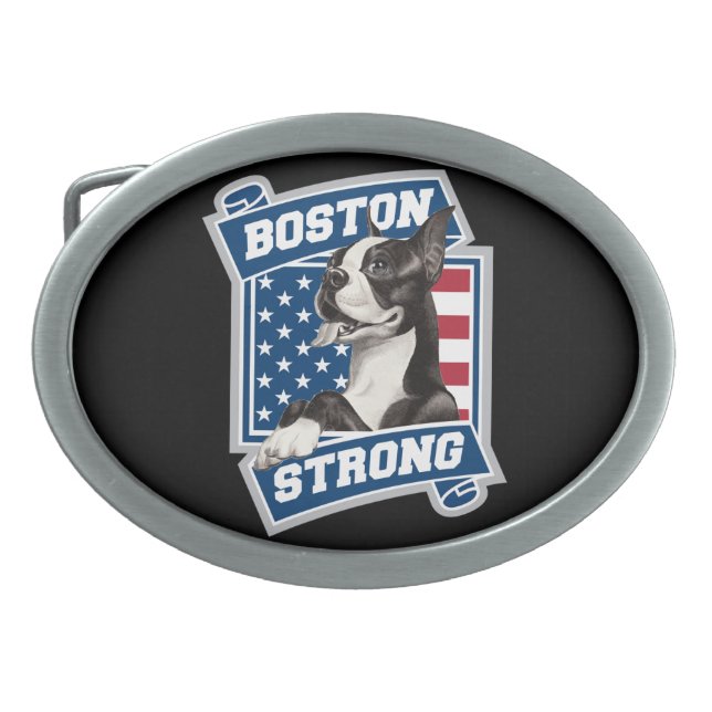BOSTON STRONG TERRIER OVAL BELT BUCKLE (Front)