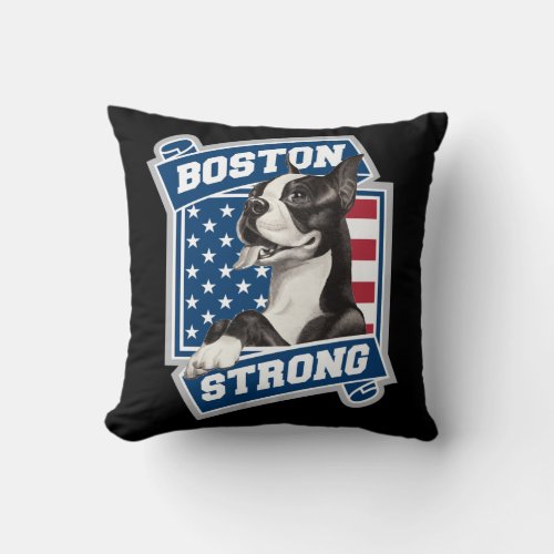 BOSTON STRONG TERRIER THROW PILLOW