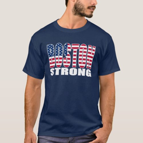 BOSTON STRONG US Flag T_shirt