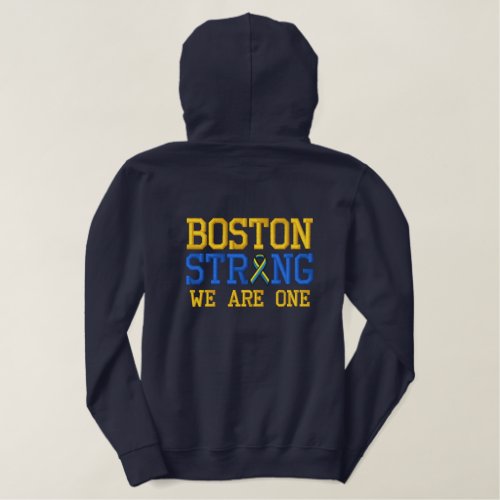 Boston Strong WE ARE ONE Ribbon Edition Embroidered Hoodie