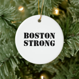 Boston Strong white and black Christmas Ceramic Ornament
