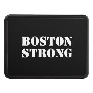 "Boston Strong" white black trailer Hitch Cover