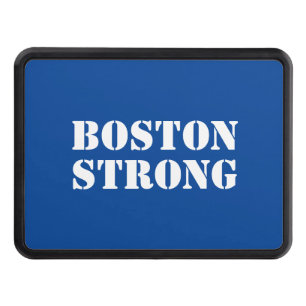 "Boston Strong" white blue trailer Hitch Cover