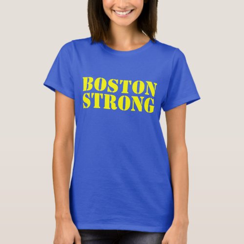 BOSTON STRONG Yellow And Blue Stencil T_shirt
