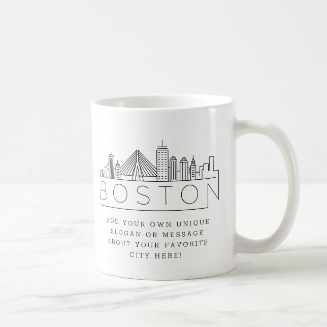 Boston Stylized Skyline | Custom Slogan Coffee Mug (Right)