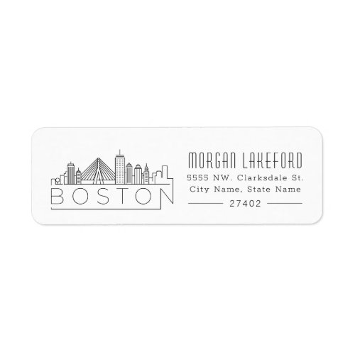 Boston Stylized Skyline  Label