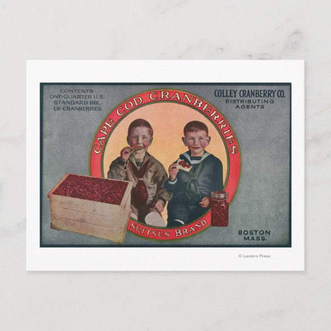 Boston Suitsus Brand Cranberry Label Postcard (Front)