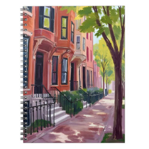 Boston Summer   Massachusetts Brownstone Houses Notebook