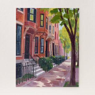 Boston Summer   Massachusetts Brownstones Jigsaw Puzzle