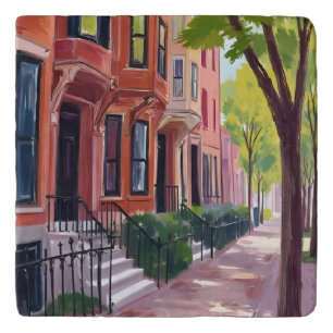 Boston Summer   Massachusetts Brownstones Trivet