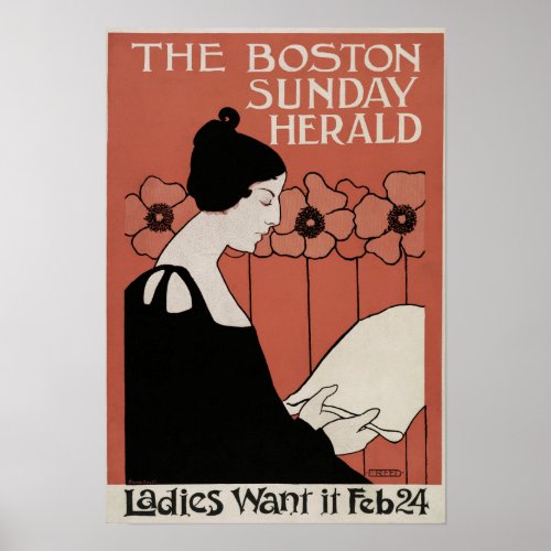 Boston Sunday Herald vintage poster by Ethel Reed