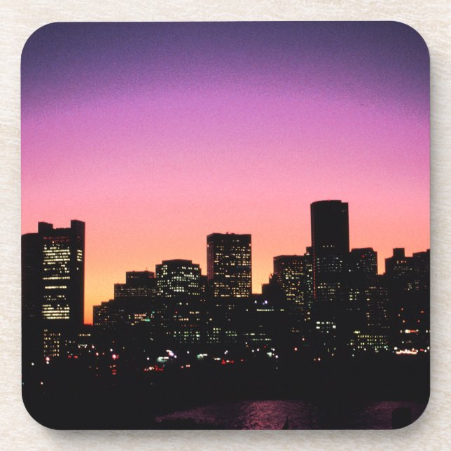 Boston Sunset Skyline From The Harbor .png Coaster (Front)