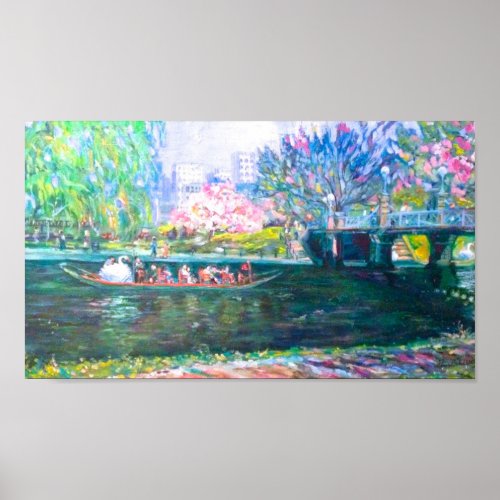 Boston Swan Boat Painting Poster