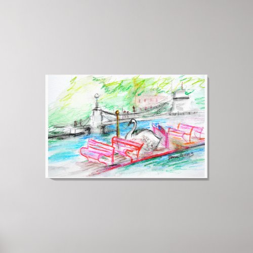 Boston Swan Boat Sketch Canvas Print