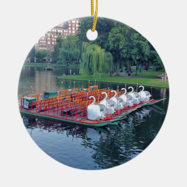 Boston Swan Boats Ceramic Ornament (Front)