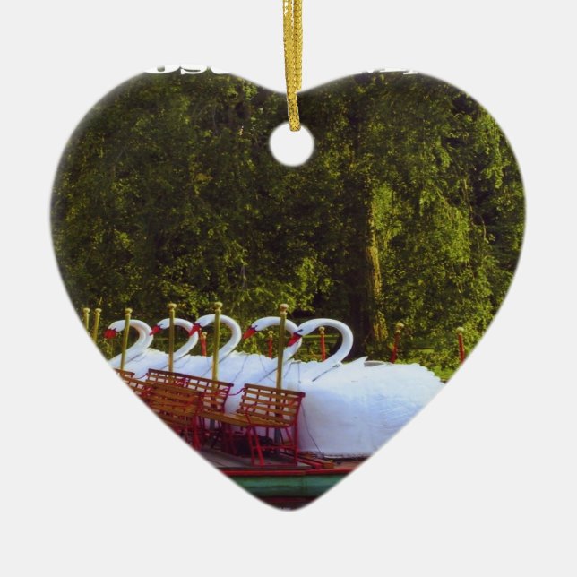 Boston Swan Boats Ceramic Ornament (Front)