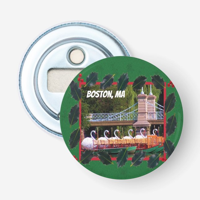 Boston Swan Boats - Happy Holidays  Bottle Opener (Front)
