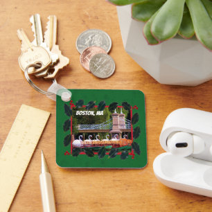 Boston Swan Boats - Happy Holidays Keychain