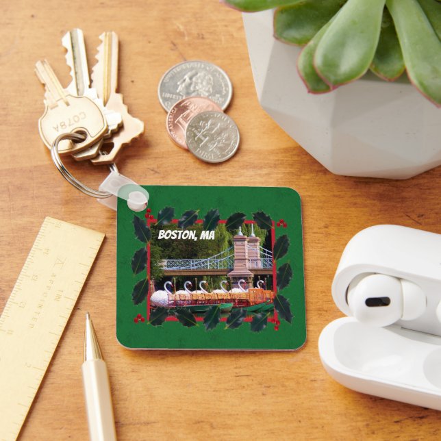 Boston Swan Boats - Happy Holidays Keychain (Desk)