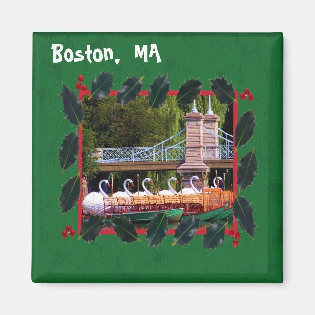 Boston Swan Boats - Happy Holidays Magnet (Front)