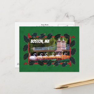 Boston Swan Boats- Happy Holidays Postcard