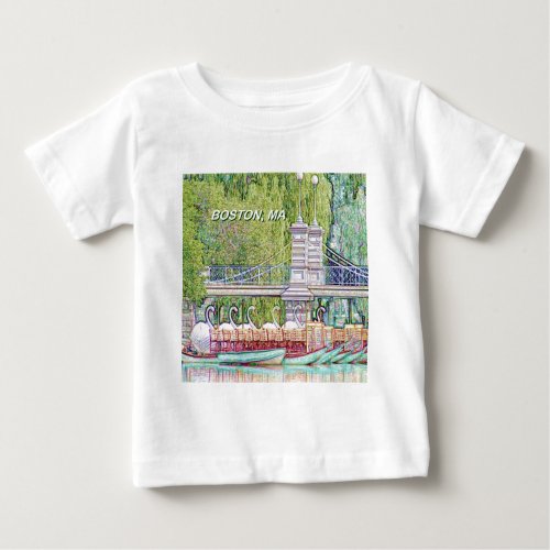 Boston Swan Boats in Pencil and Ink Filter Baby T_Shirt