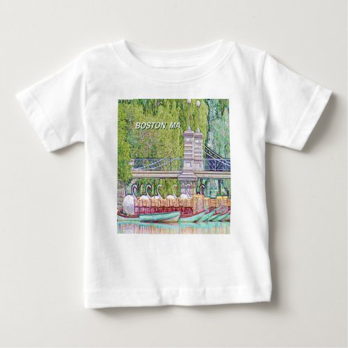 Boston Swan Boats in Pencil and Ink Filter Baby T_Shirt
