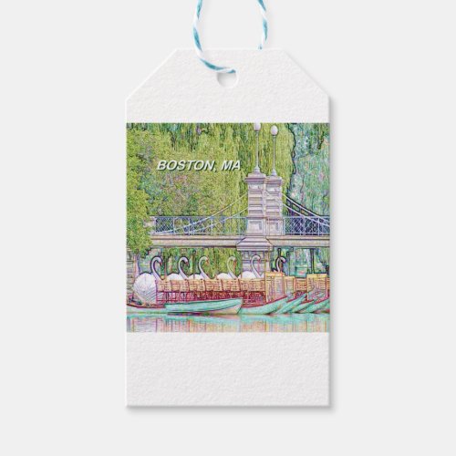 Boston Swan Boats in Pencil and Ink Filter Gift Tags