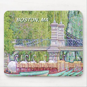 Boston Swan Boats in Pencil and Ink Filter Mouse Pad