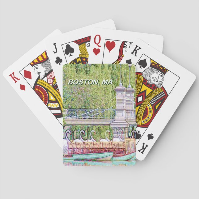 Boston Swan Boats in Pencil and Ink Filter Poker Cards (Back)
