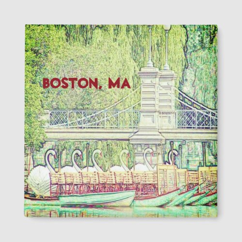 Boston Swan Boats in Pencil and Ink  Magnet