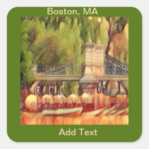 Boston Swan Boats in Summer Square Sticker