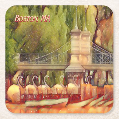 Boston Swan Boats Summer Filter 5300 Square Paper Coaster
